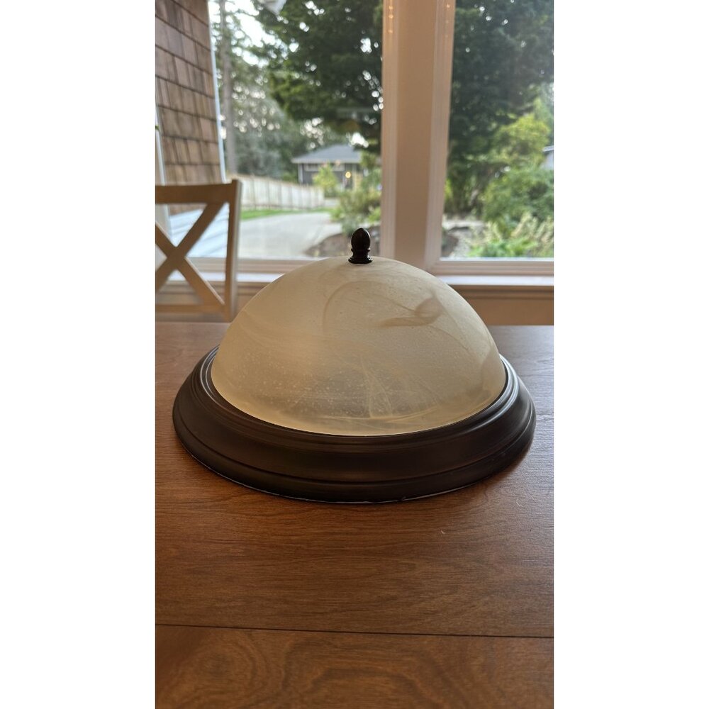 Flush mount Ceiling light fixture with Frosted Glass dome shade - Bronze Finish - Picture 2 of 2